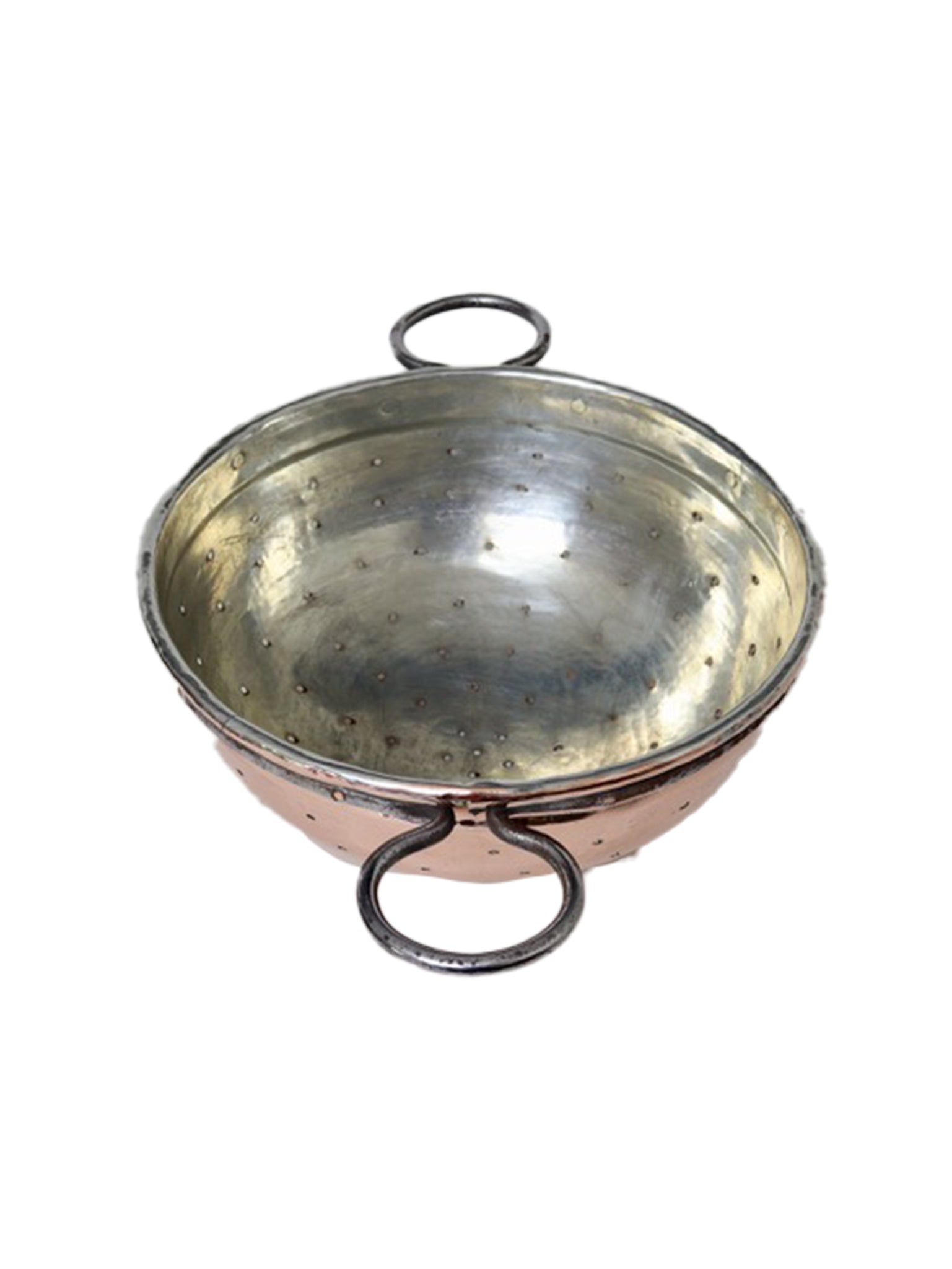 Vintage 1860s French Twin Handled Copper Colander Weston Table