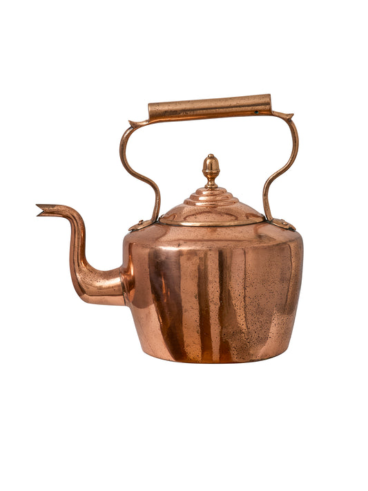 Vintage 1860s Large Victorian Copper Kettle with Acorn Finial Weston Table