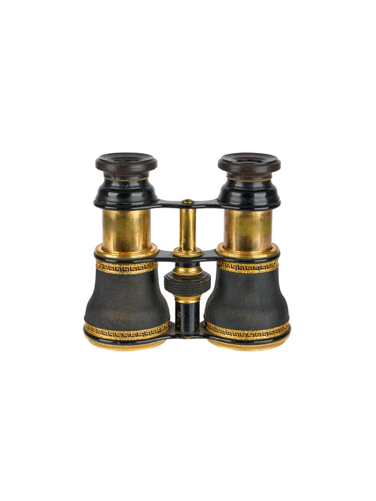 Vintage 1868 Black Leather & Brass Theater Glasses Weston Table