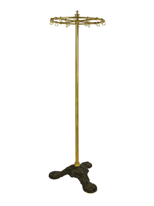 Vintage 1870s Brass Standing Coat Rack Weston Table