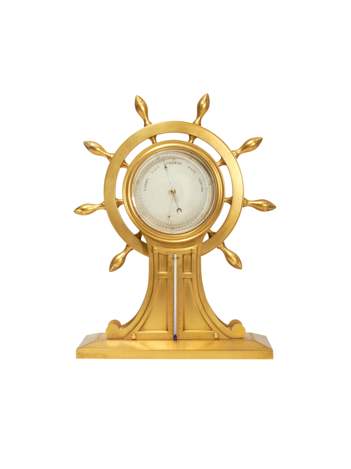 Vintage 1870s English Maritime Clock & Barometer Set | Desk Accessories ...