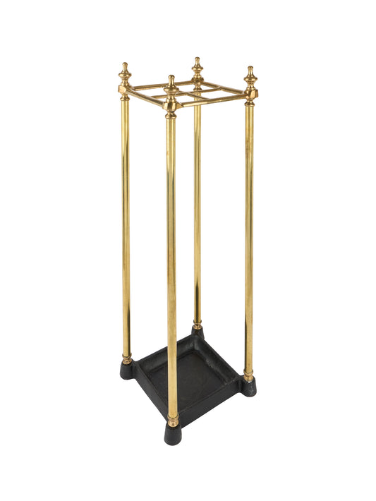 Vintage 1870s French Brass Square Umbrella Stand Weston Table