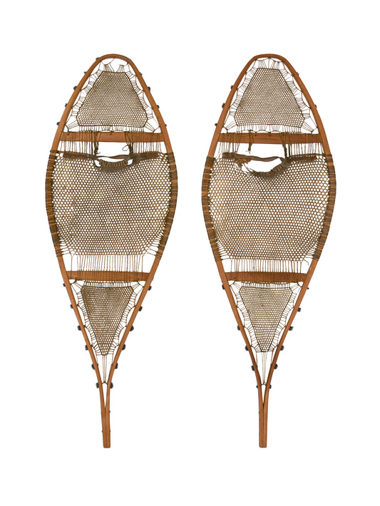 Vintage 1870s  Native American Blue Pom Pom Snowshoes Weston Table