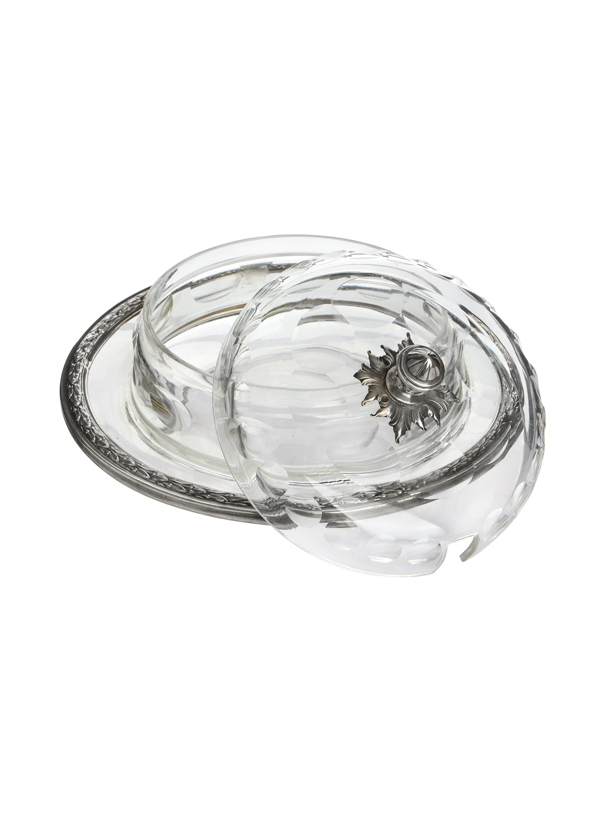 Vintage 1870s Sterling Silver and Glass Cheese Dome Weston Table