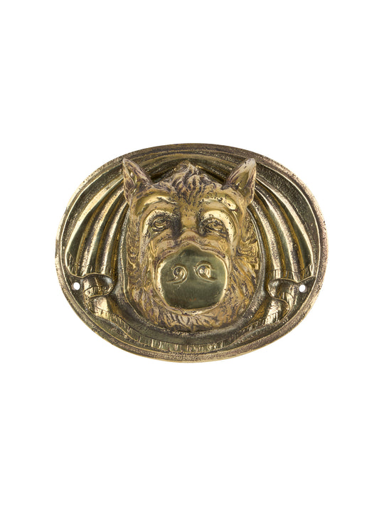 Vintage 1880s Butcher Shop Boar Bronze Wall Decor Weston Table