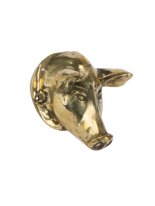 Vintage 1880s Butcher Shop Pig Head Bronze Wall Decor Weston Table