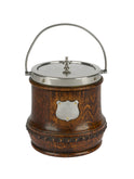 Vintage 1880s English Crested Woodwork Base Biscuit Barrel Weston Table