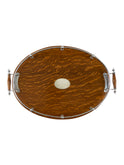Vintage 1880s English Medium Oval Tray with Silver Plate Weston Table