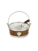 Vintage 1880s English Oak Butter Barrel Dish with Butter Knife Weston Table