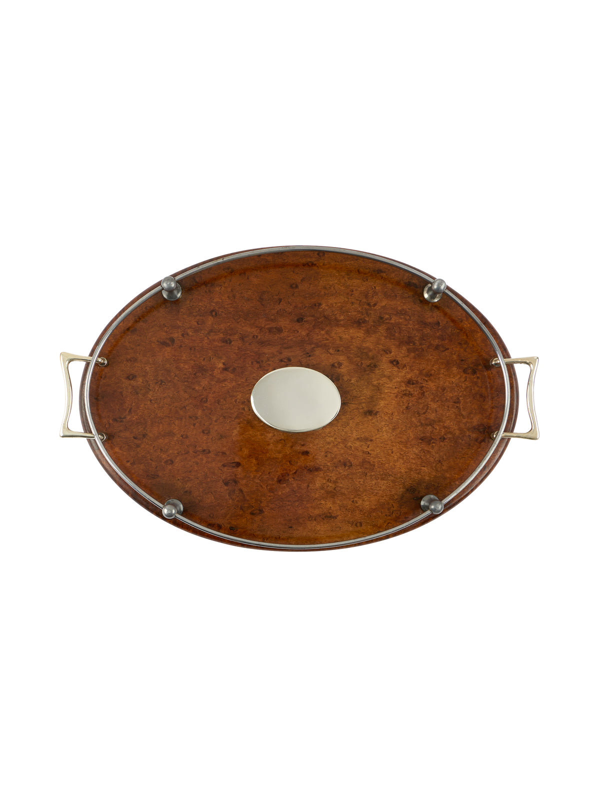 Vintage 1880s English Serving Tray with Silver Plate Handles & Rails Weston Table