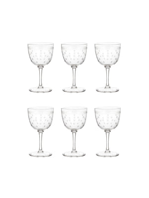  Vintage 1880s English Star Etched Aperitif Glasses Set of Six Weston Table 