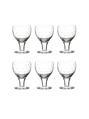  Vintage 1880s English Star Etched Wine Glasses Set of Six Weston Table 