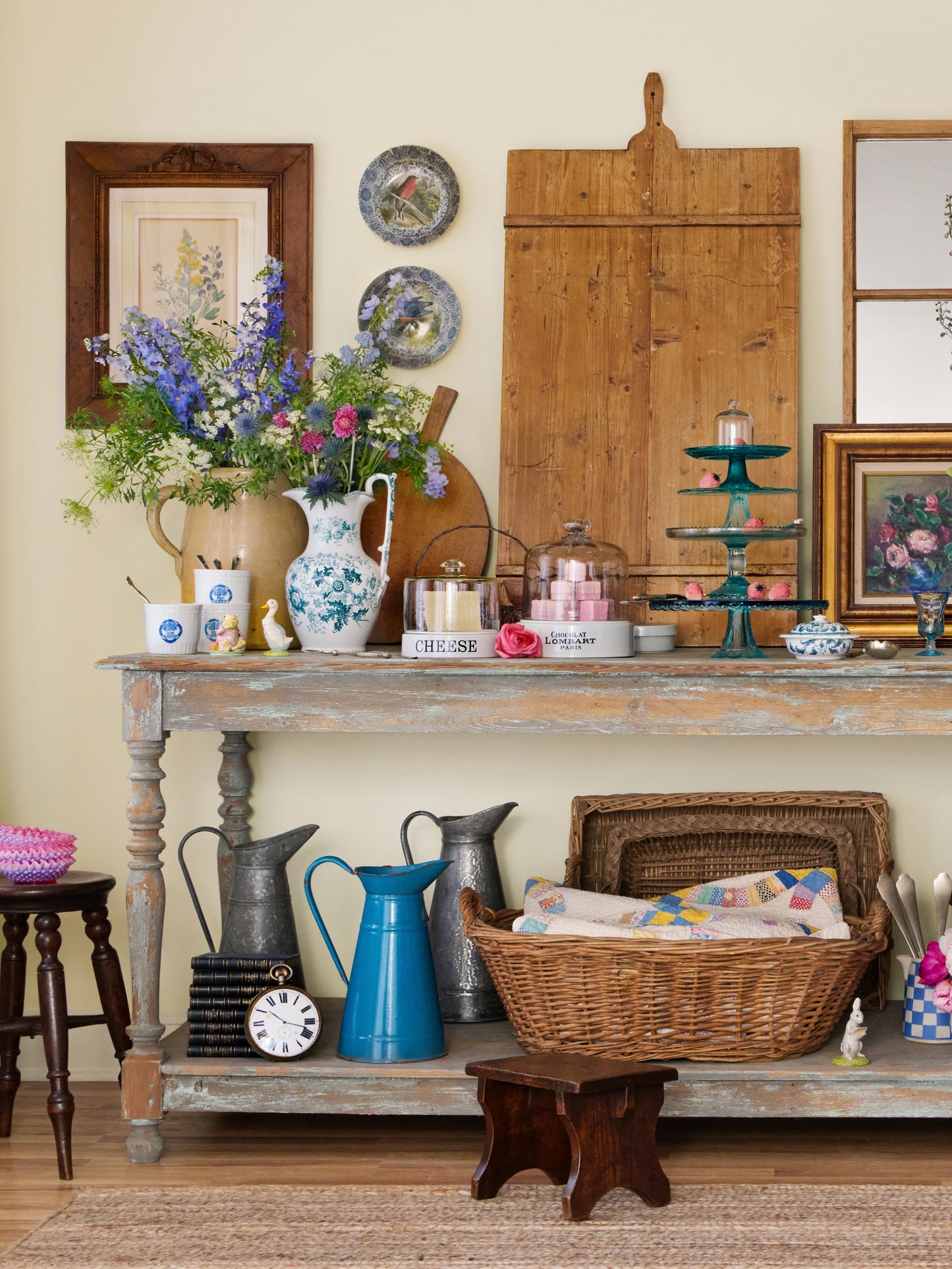 Vintage 1880s French Blue Draper Table Weston Table