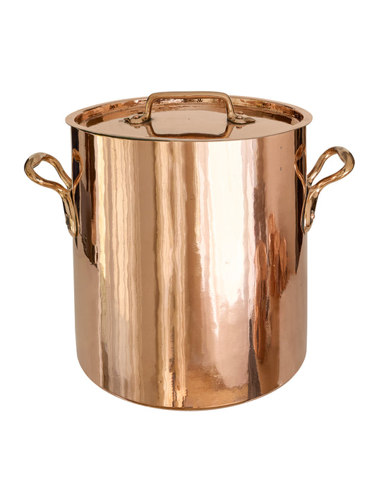 Vintage 1880s French Large Lidded Copper Stockpot Weston Table