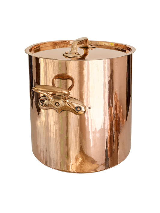 Vintage 1880s French Large Lidded Copper Stockpot Weston Table