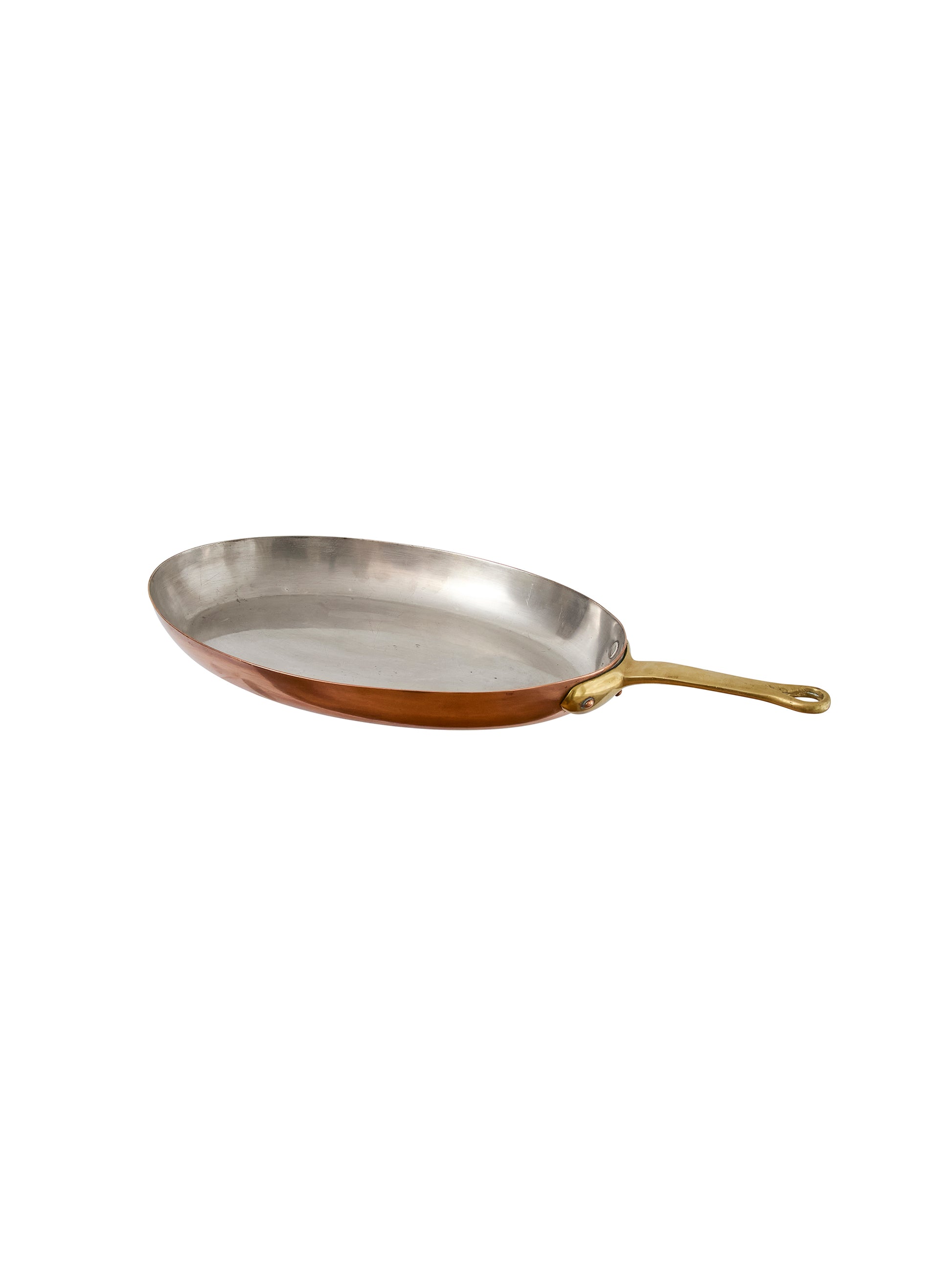 Vintage 1880s French Oval Copper Handled Pan Weston Table