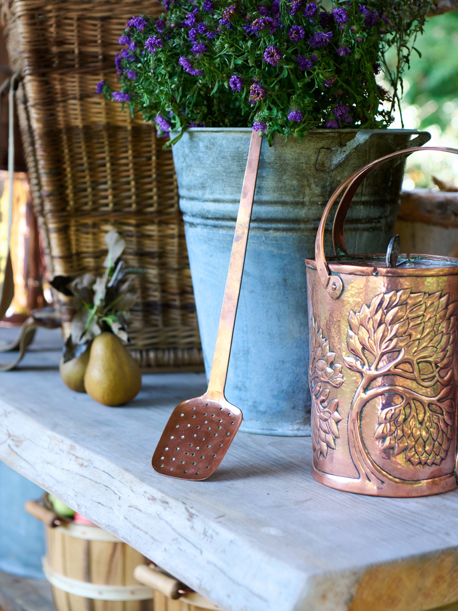 Vintage 1880s French Copper Skimmer Weston Table