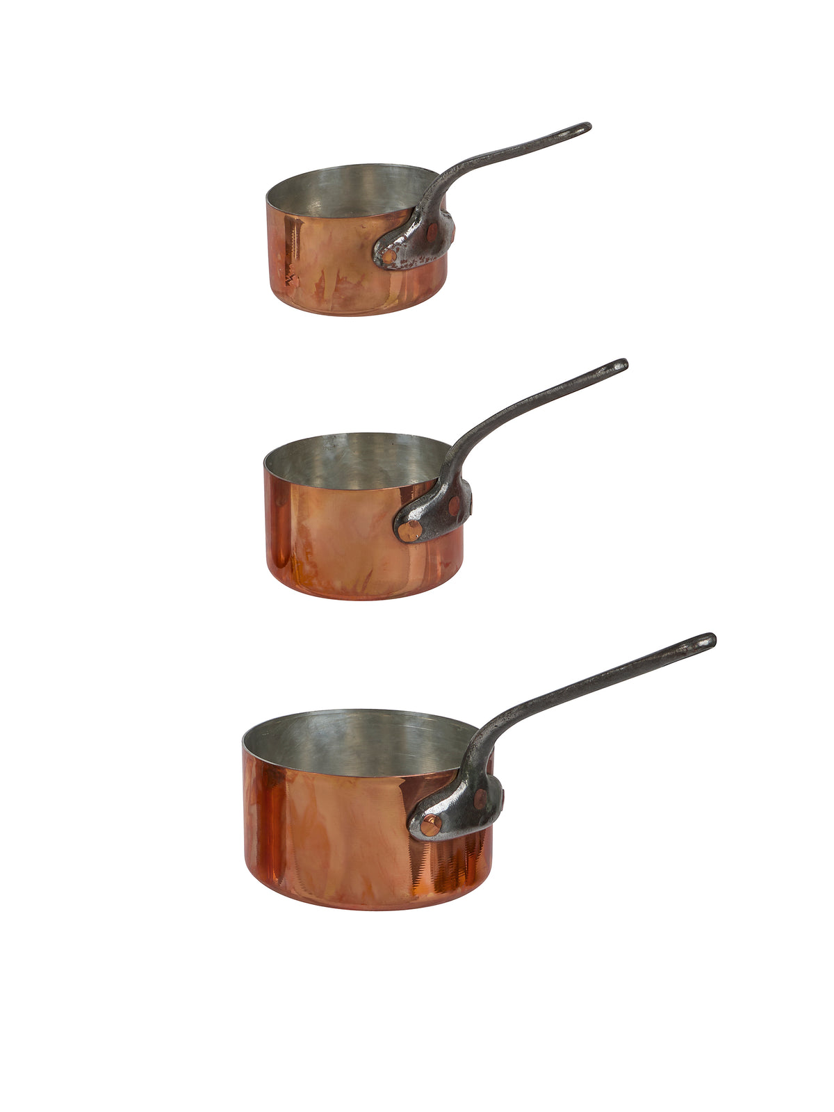 Vintage 1880s French Set of 10 Graduated Copper Pots Six - Eight Weston Table