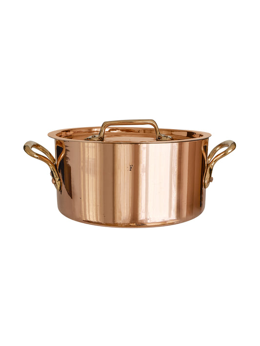 Vintage 1880s French Shallow Copper Stockpot Weston Table