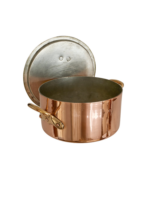 Vintage 1880s French Shallow Copper Stockpot Weston Table
