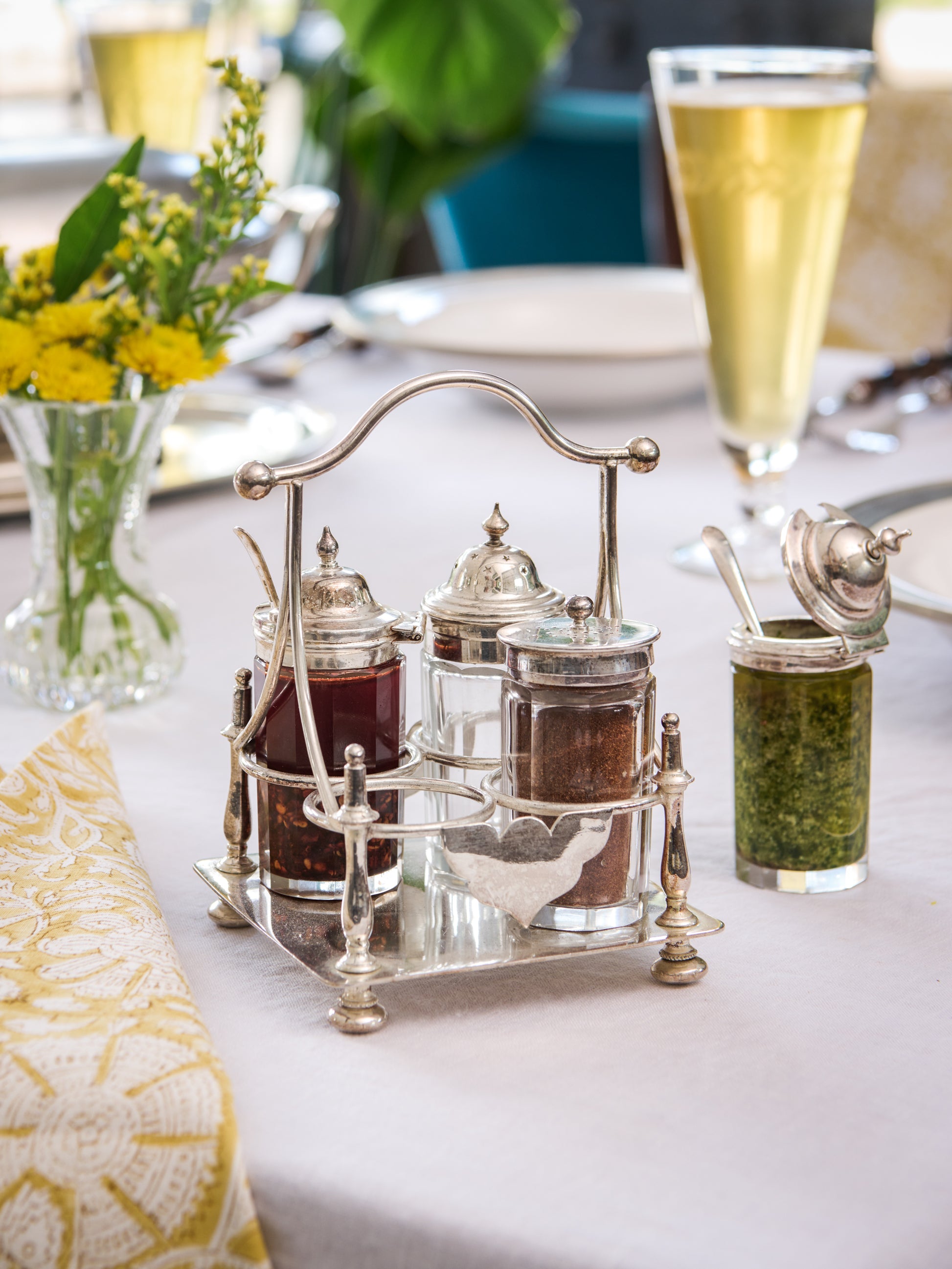 Vintage 1880s Silver Plate Condiment Caddy Weston Table
