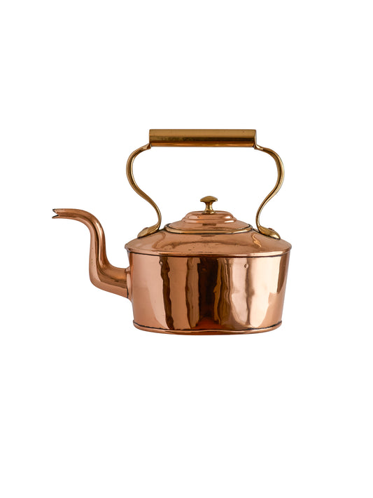 Vintage 1880s Small English Oval Copper Kettle with Square Finial  Weston Table