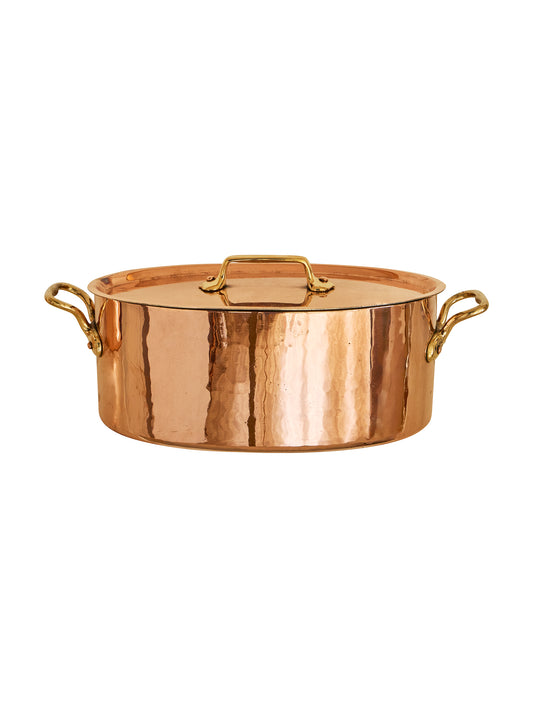 Vintage 1880s Small French Oval Lidded Copper Casserole Weston Table