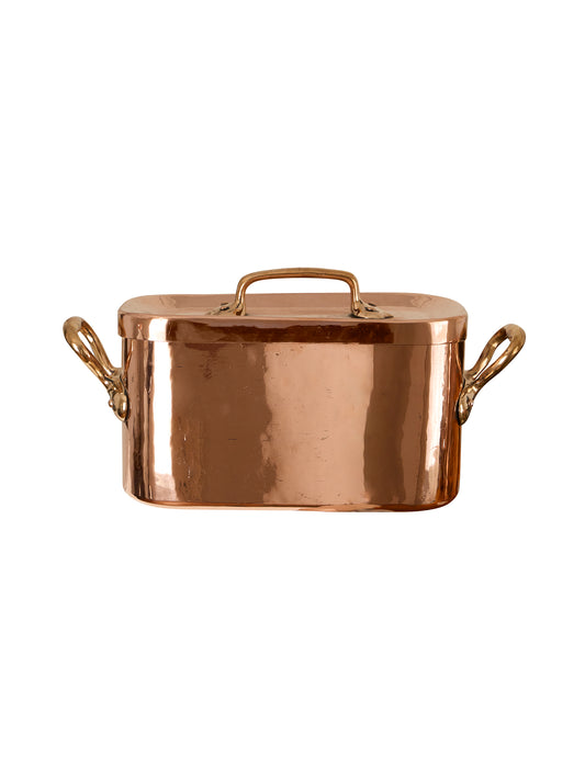 Vintage 1880s Small Rectangular French Lidded Copper Casserole Weston Table