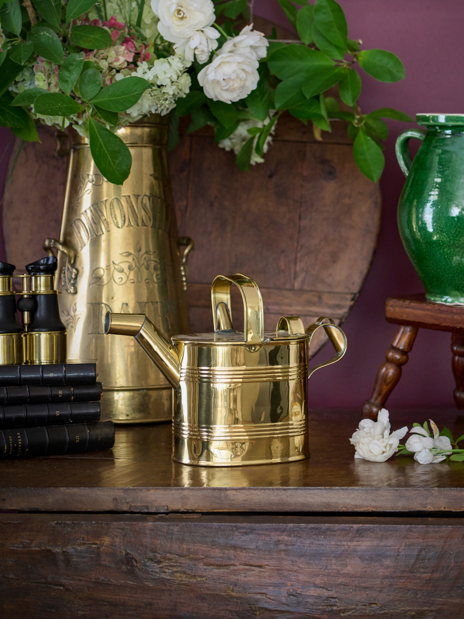 Vintage 1890s Brass Watering Can Weston Table