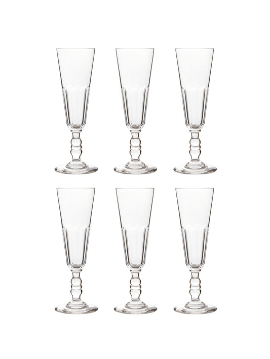 Vintage 1890s Crystal French Flutes Set of Six Weston Table
