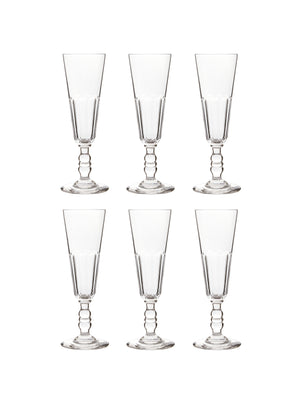  Vintage 1890s Crystal French Flutes Set of Six Weston Table 