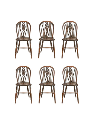  Vintage 1890s English Barrel Back Chair Set of Six Weston Table 