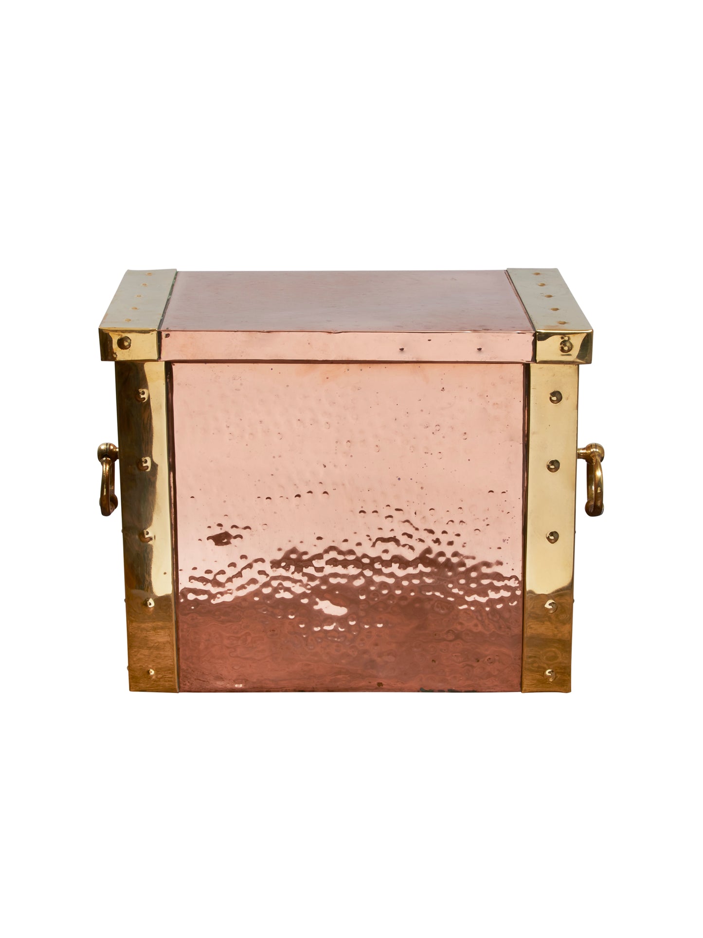 1890s French Copper and Brass Coal Box Weston Table