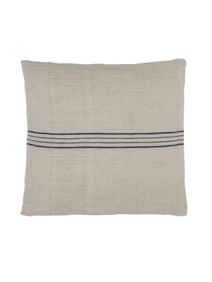  Vintage 1890s Linen Indigo Four Stripe Square Grain Sack Pillow Weston Table 