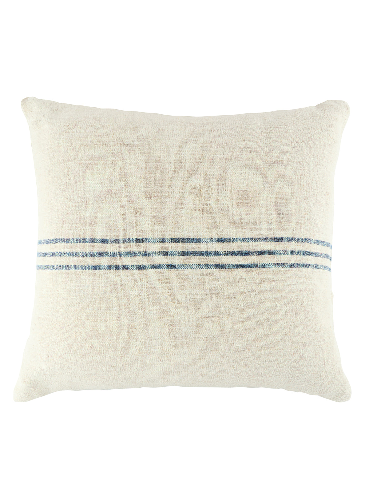 Vintage 1890s Linen Indigo Three Stripe Grain Sack Pillow Weston Table