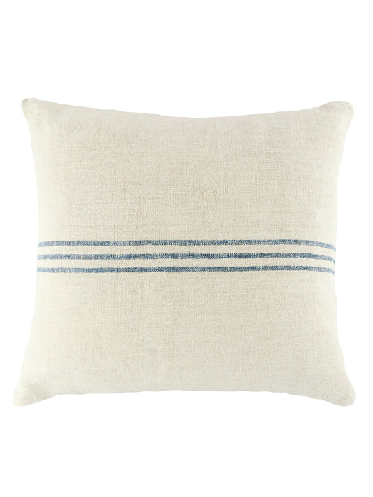 Vintage 1890s Linen Indigo Three Stripe Grain Sack Pillow Weston Table