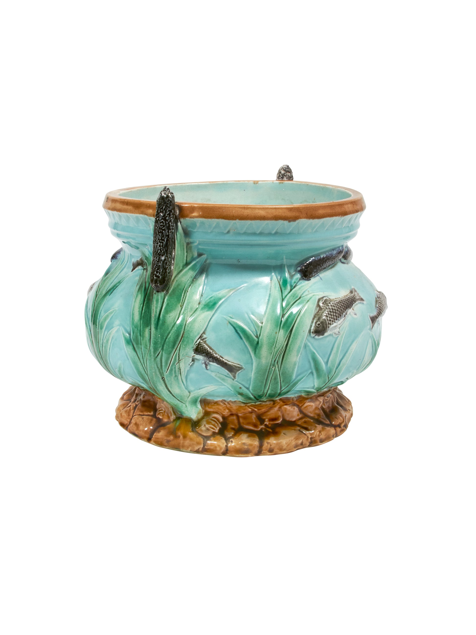 Vintage 1890s Majolica Fish Jardiniere Weston Table