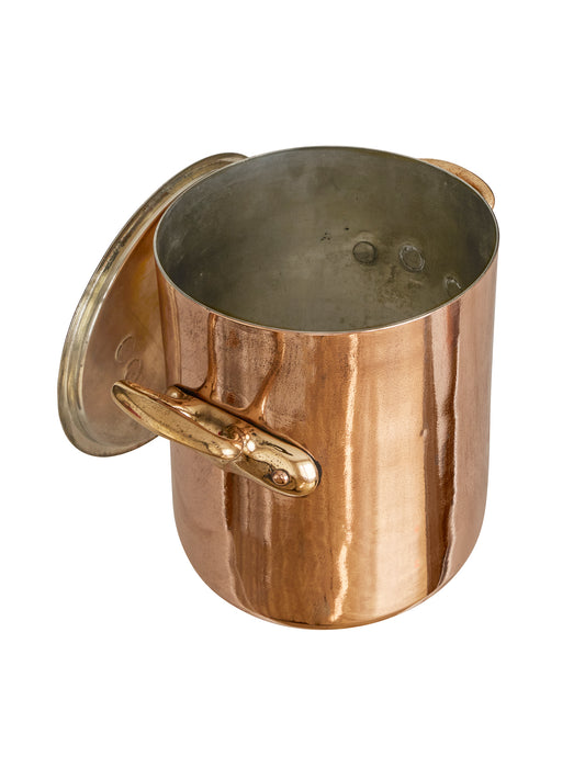 Vintage 1890s Small French Lidded Copper Stockpot Weston Table