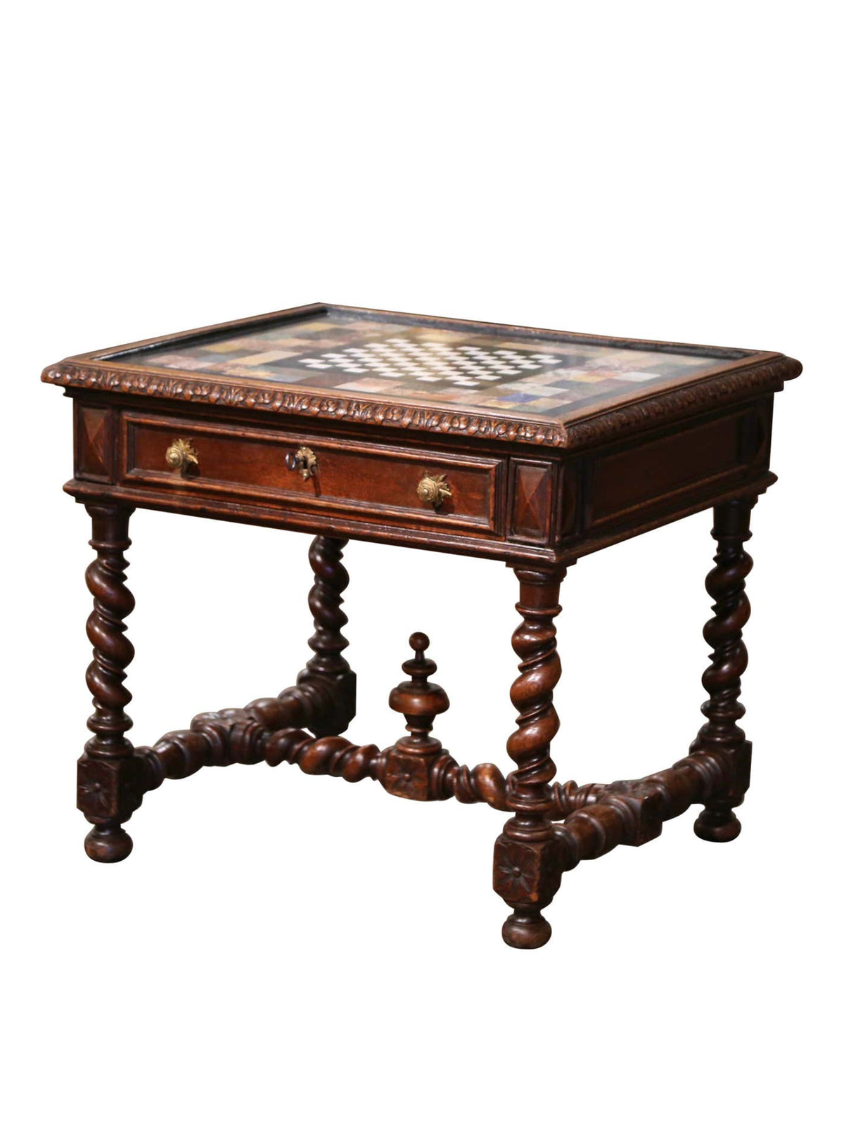 Vintage 18th Century French Oak and Marble Game Table Weston Table