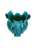 Vintage 1900 Cerulean Blue Majolica Cache Pot Weston Table