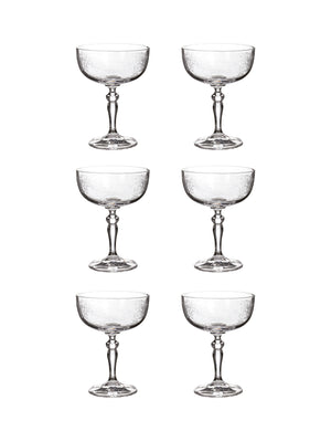  Vintage 1900 English Floral Etched Cocktail Coupes Set of Six Weston Table 