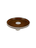 Vintage 1900 English Oak Footed Tray with Silver Plate Rails Weston Table