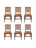 Vintage 1900 English Oak Ladder Back Chairs Set of Six Weston Table