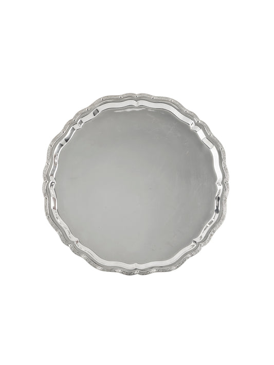 Vintage 1900 English Silver Plate Scallop Edge Tray Weston Table