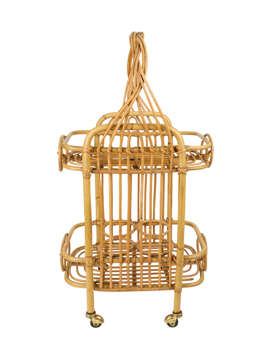 Vintage 1900 French Bamboo Two Tier Serving Trolley Weston Table