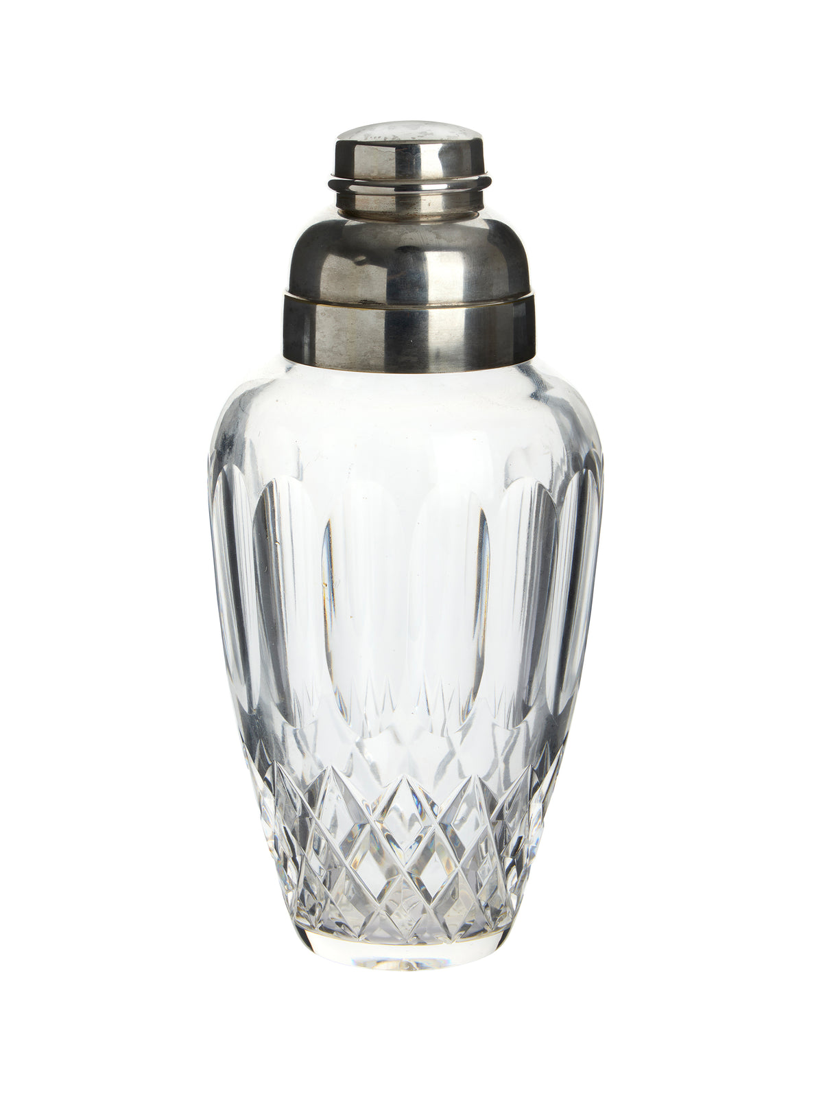 Vintage 1900 French Cut Crystal and Silver Plate Cocktail Shaker Weston