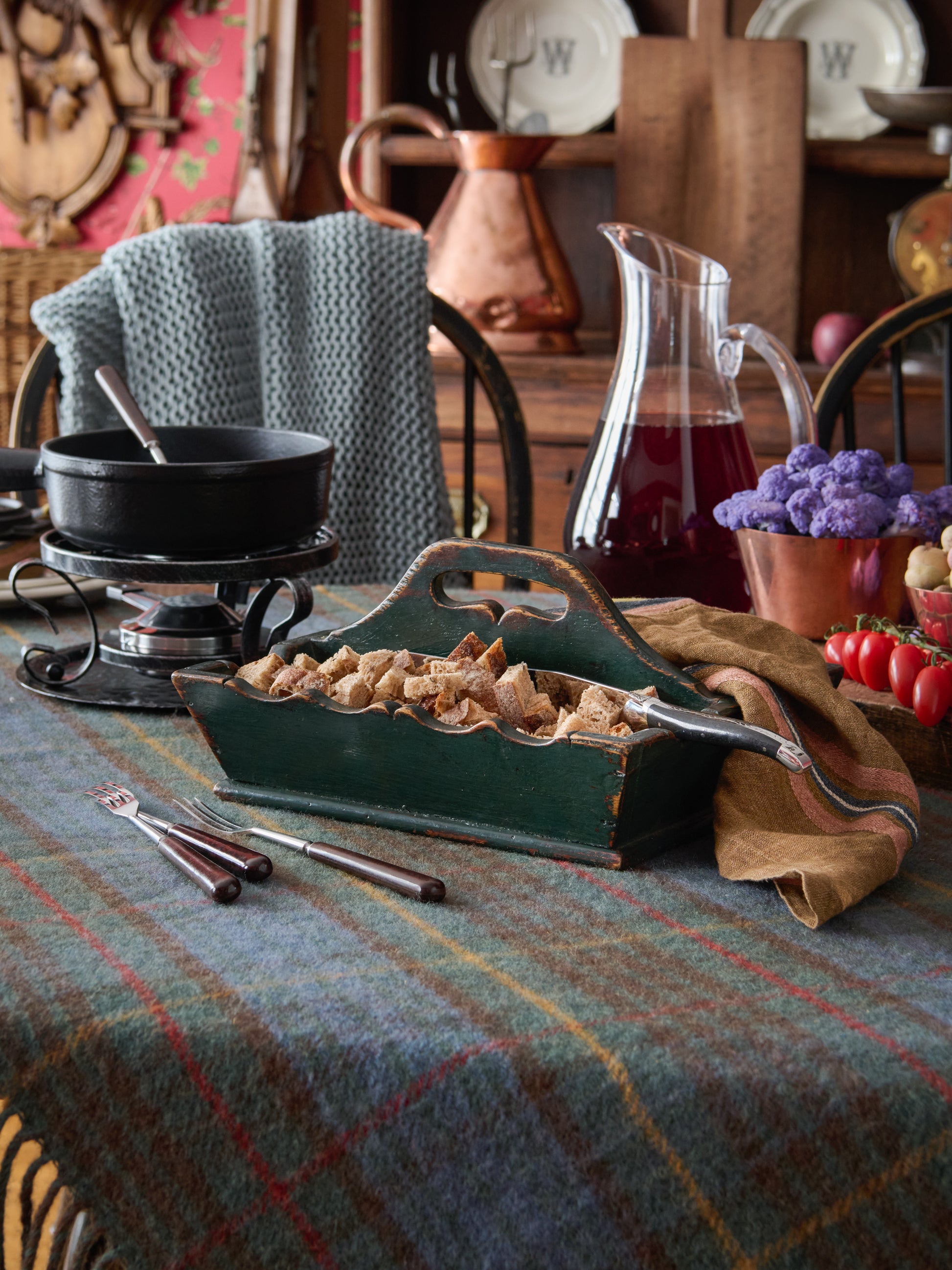 Vintage 1900 French Divided Green Trug Weston Table