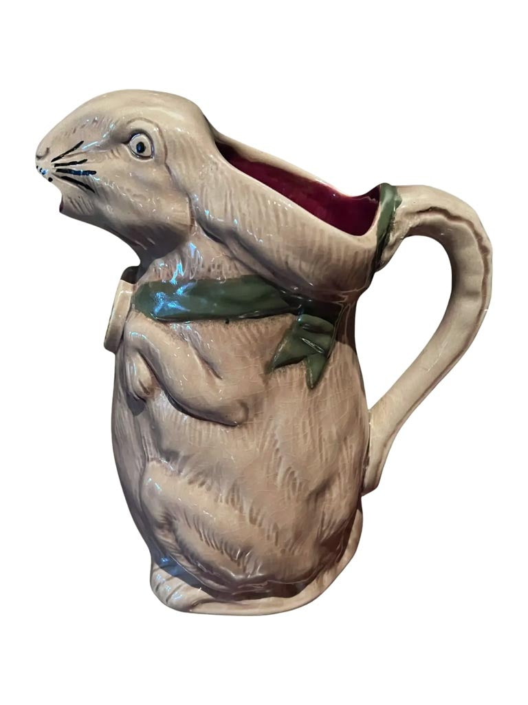 Vintage 1900 Majolica Hare Pitcher Weston Table