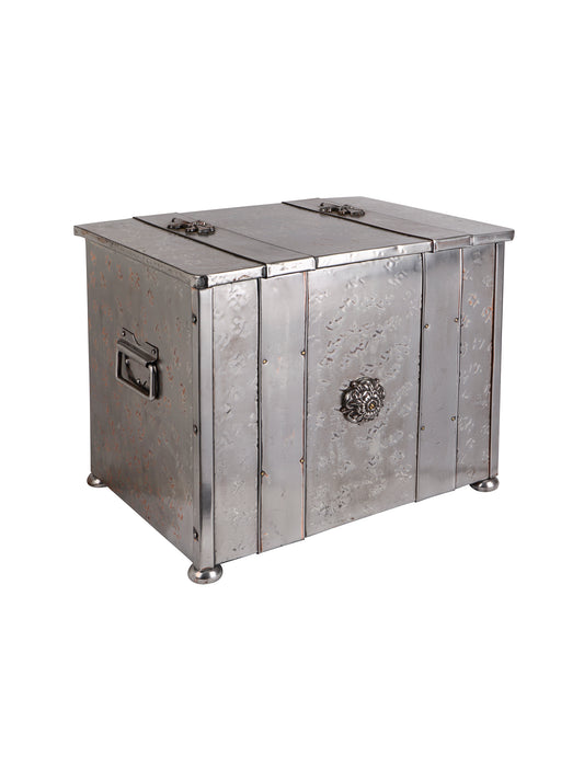 Vintage 1900s French Nickel Fleur de Lis Coal Box Weston Table