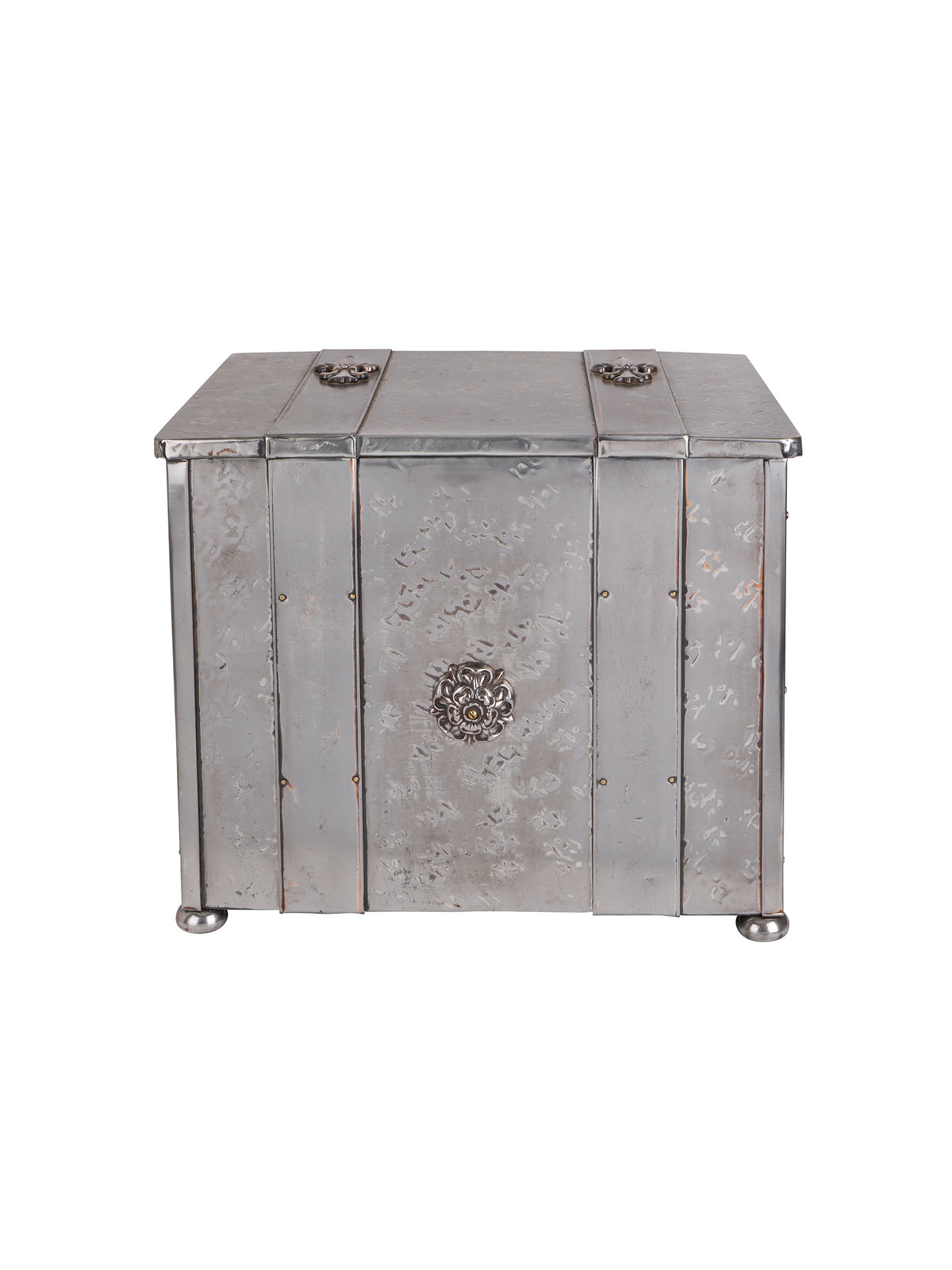 Vintage 1900s French Nickel Fleur de Lis Coal Box Weston Table
